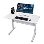 Office desk/Adjustable Height Standing Desk with Crank Handle (White)