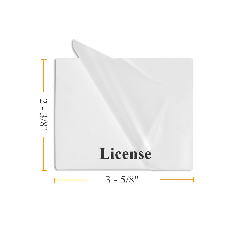 Drivers License 5mil 2 3/8" x 3 5/8" Laminating Pouches 